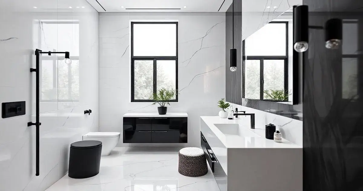 Banheiro Branco com Detalhe Preto: Inspirações que Transformam