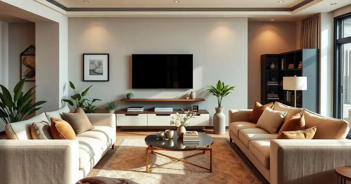 Elementos essenciais para uma sala TV decorada