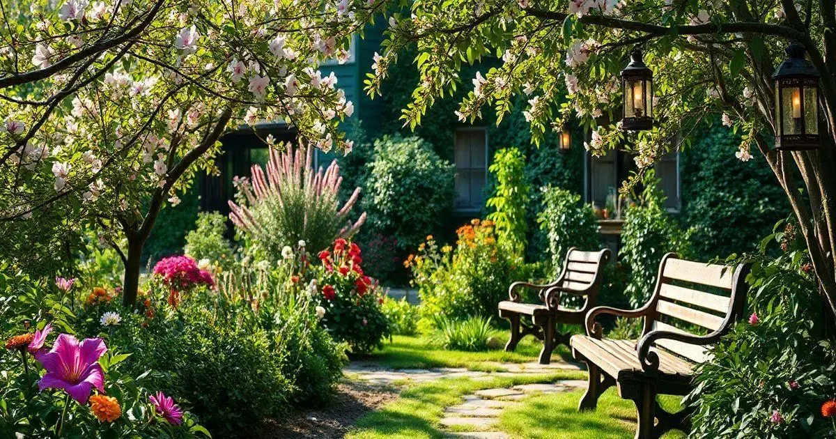 Decoração de Jardins com Luzes e Elementos Naturais