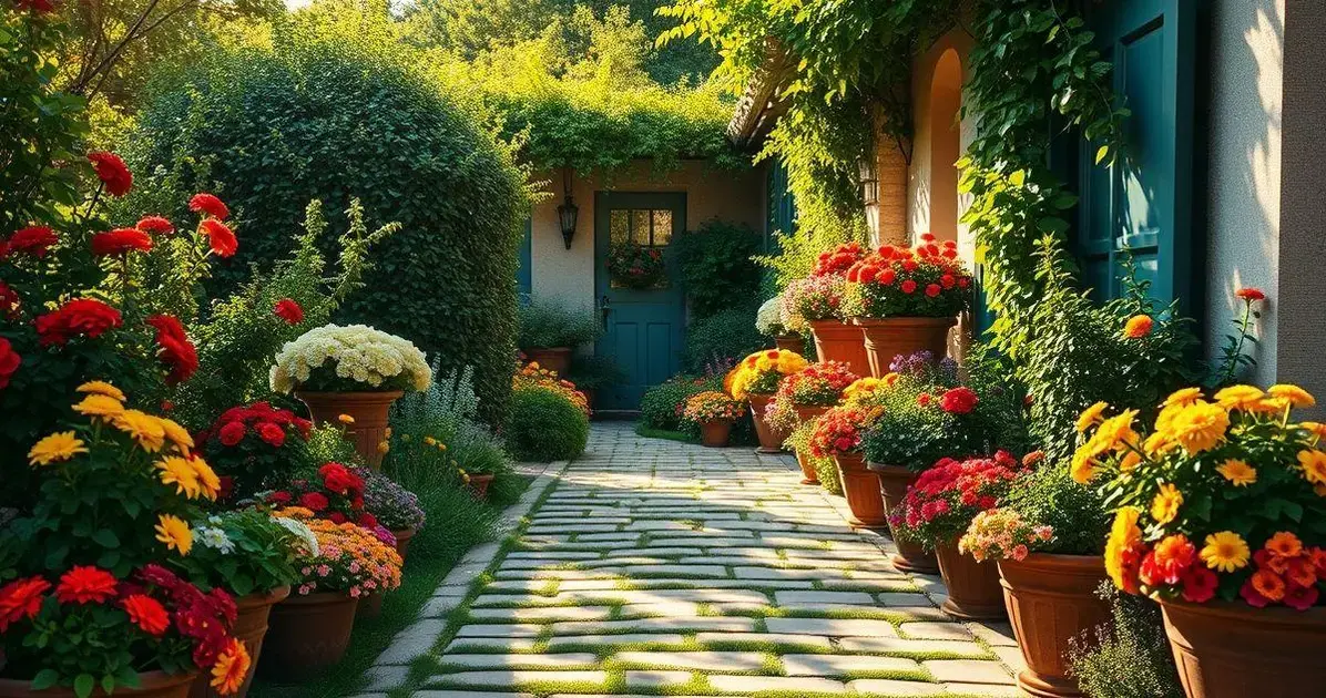 Transforme a Entrada de Casa com Vasos e Flores Vibrantes