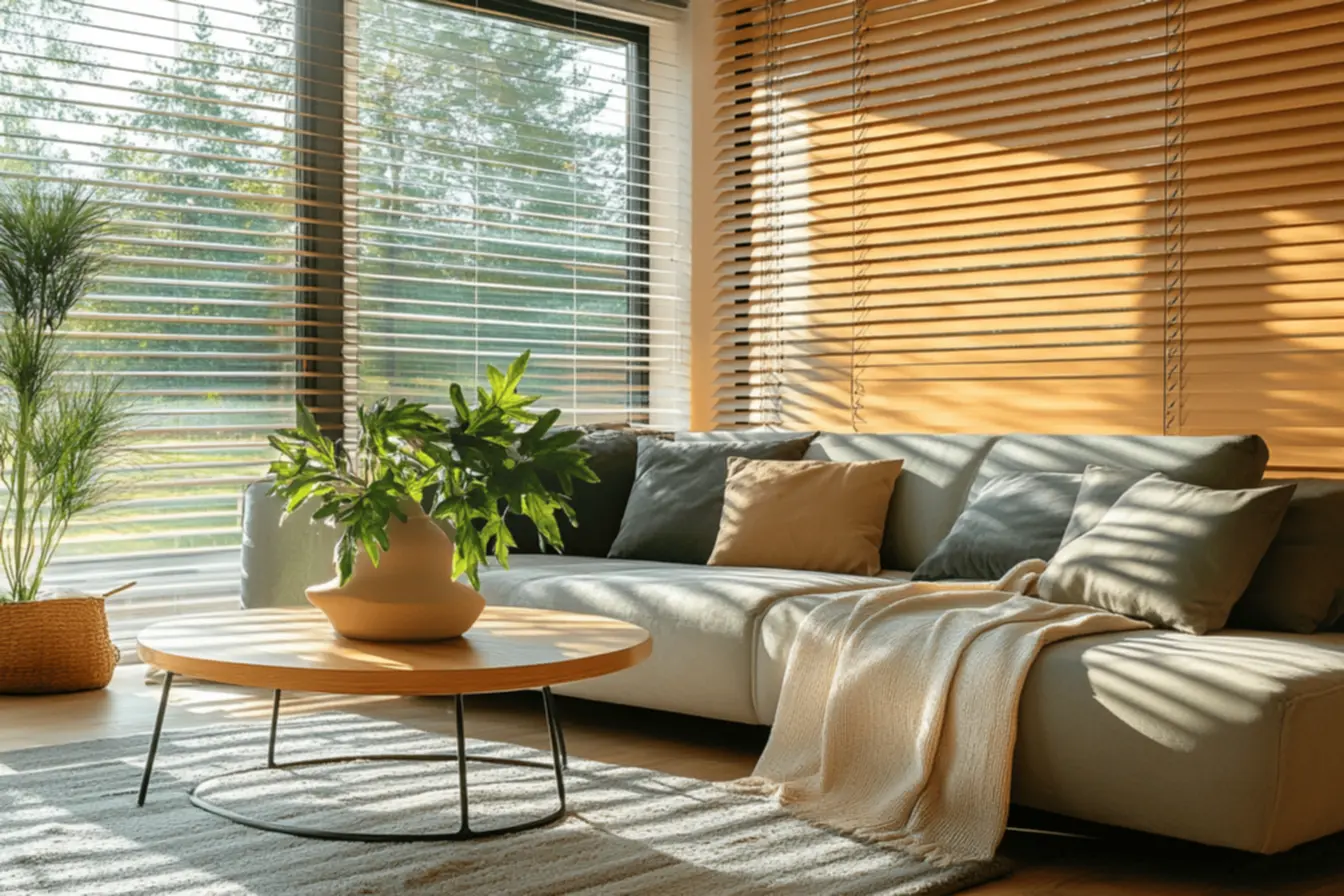 Persiana rolô em um ambiente minimalista