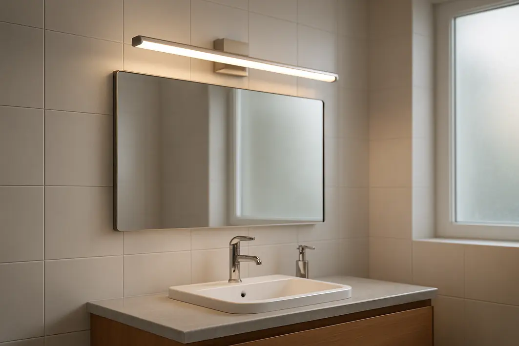 iluminacao para banheiro moderno A Iluminação Que Mudou Completo o Visual Desse Banheiro