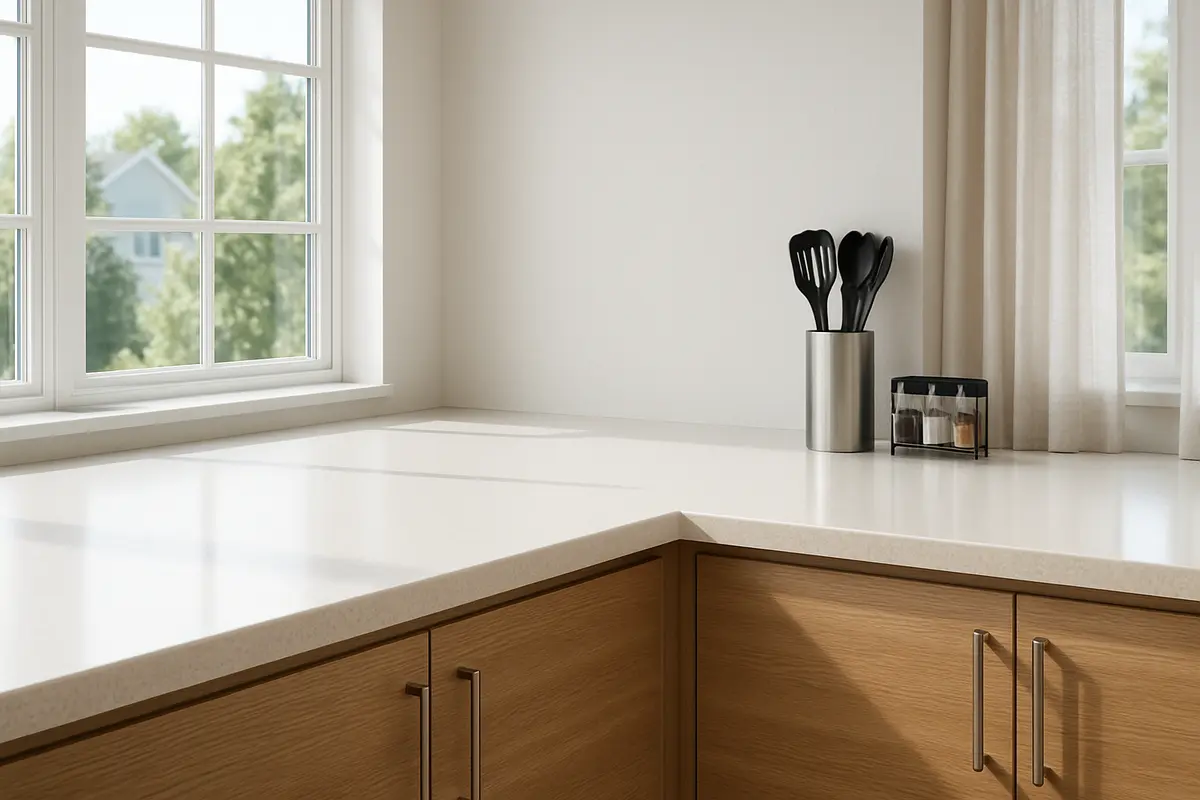 bancada cozinha minimalista organizada 2 Bancada de cozinha minimalista limpa com porta-utensílios e suporte para temperos