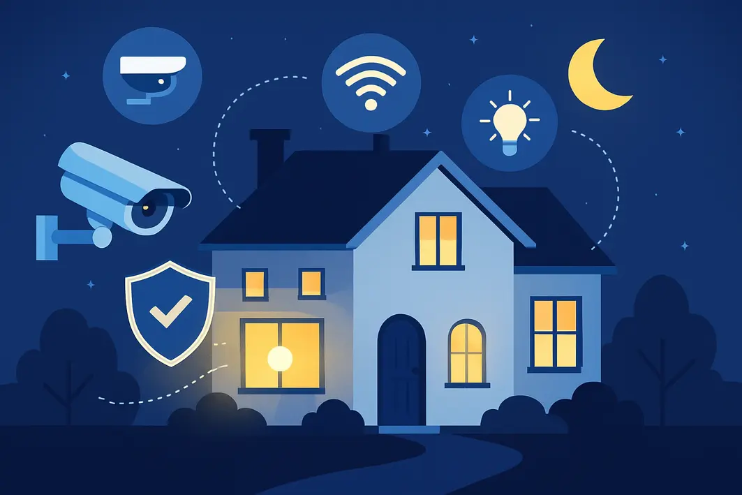 camera seguranca porta entrada casa Mãos ajustando câmera de segurança moderna próxima à porta de entrada de casa com parede texturizada