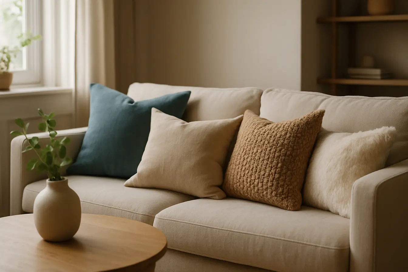 combinacao almofadas texturas cores 3 Almofadas: o truque mais barato para mudar a cara do seu sofá hoje