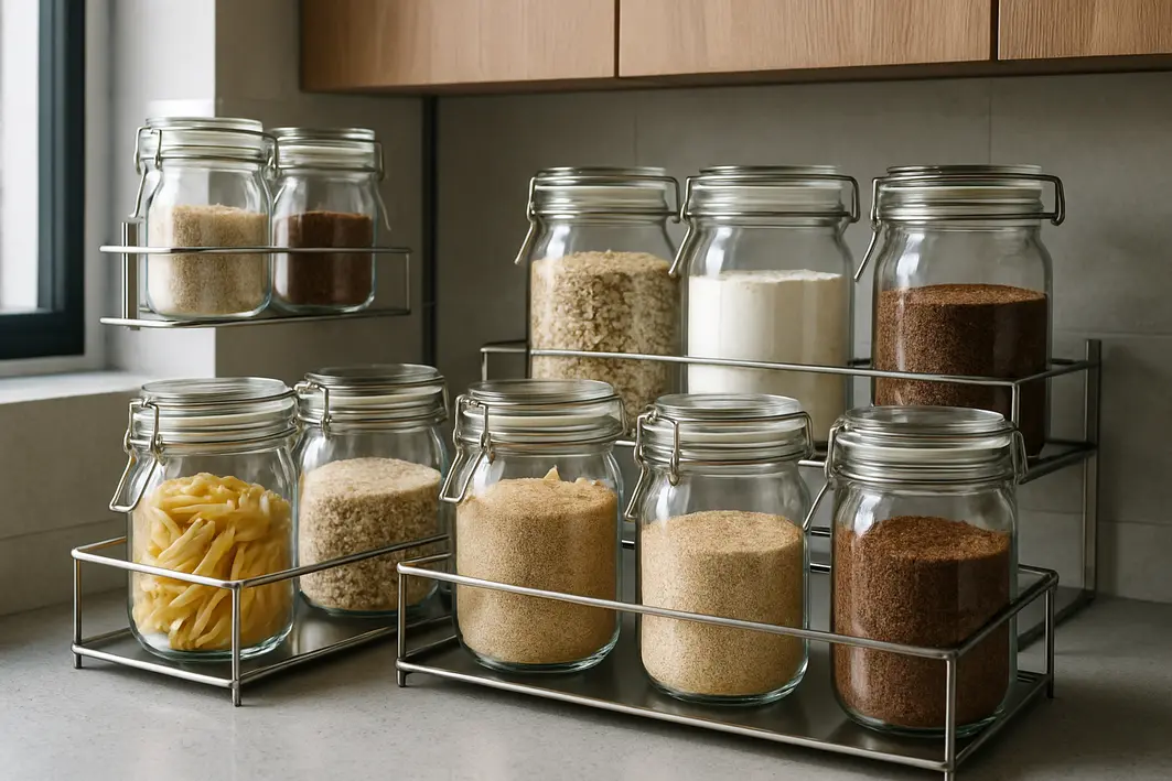 organizacao bancada potes vidro organizacao bancada potes vidro