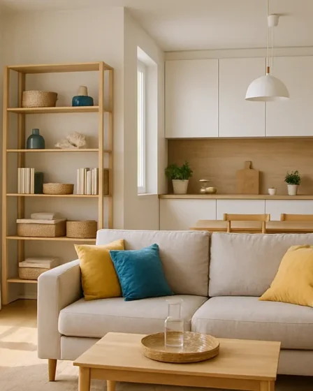 sala cozinha moderna organizada verao Sala de estar e cozinha modernas com organização impecável e iluminação natural intensa