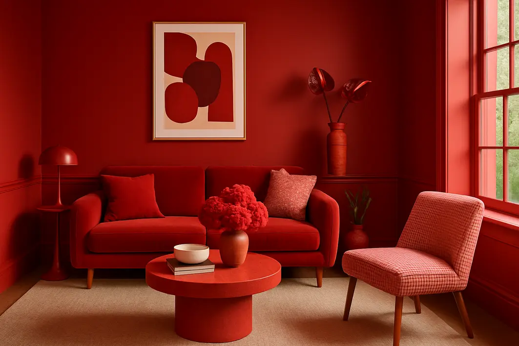 decoracao ambientes vermelho sofisticados Sala de estar com decoração sofisticada em tons de vermelho