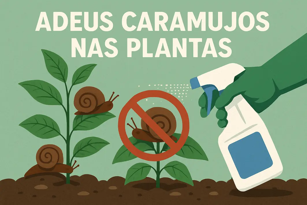 Jardineiro removendo caramujos de folhas verdes em canteiro com mão