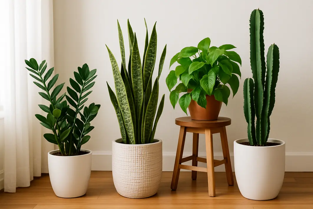 Mulher jovem regando planta suculenta em vaso de cerâmica na varanda ensolarada
