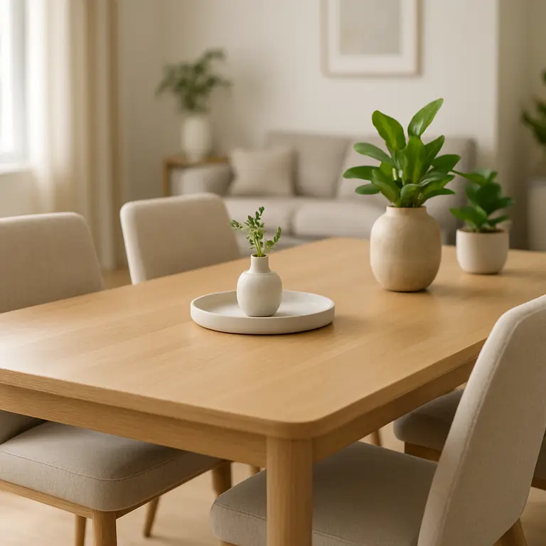 Mesa de jantar moderna com cadeiras estofadas em sala elegante