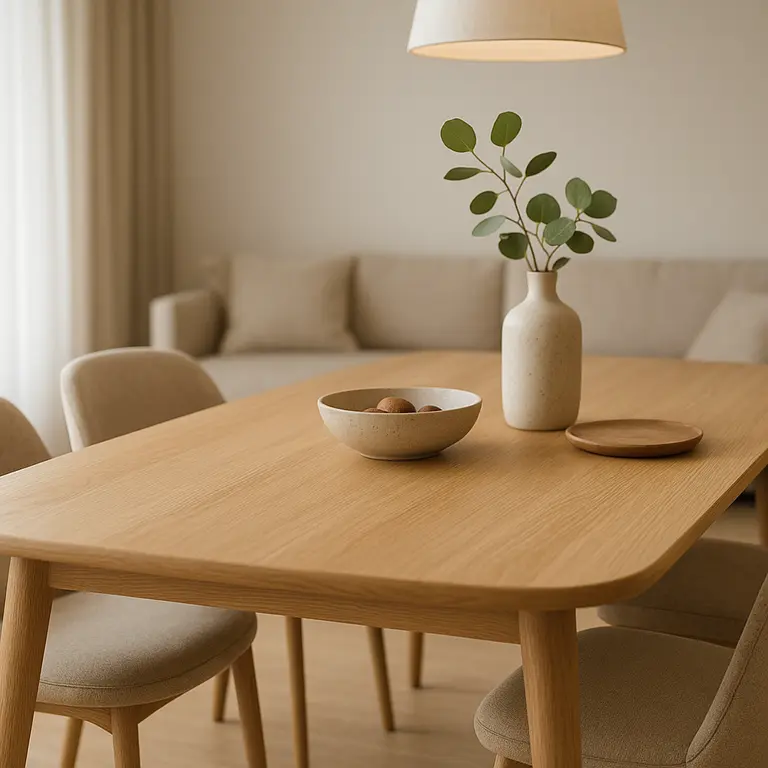 Mesa de jantar em madeira natural com cadeiras confortáveis e design moderno