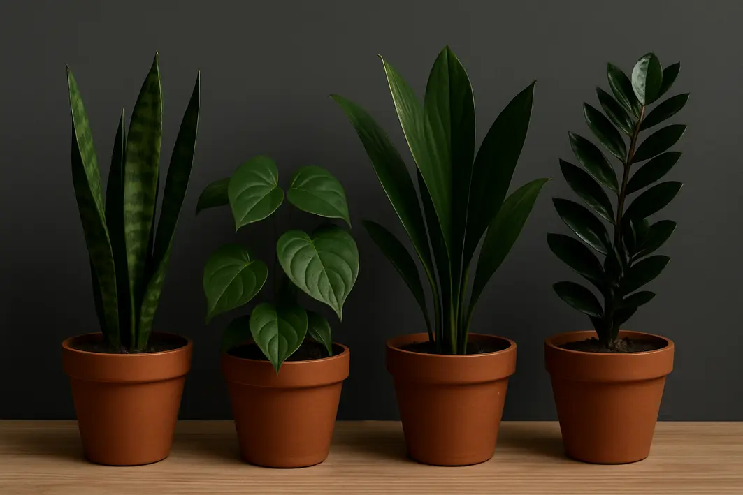 Mulher cuidando espada de São Jorge em vaso pequeno próxima a janela com pouca luz