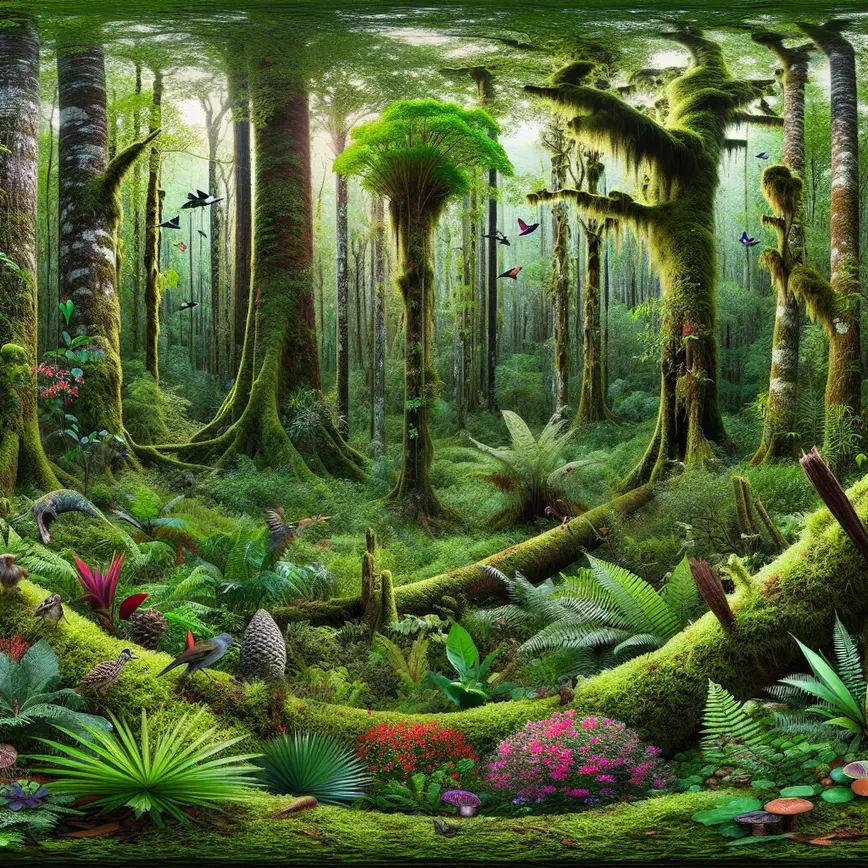 Jardim com plantas nativas variadas em paisagismo natural