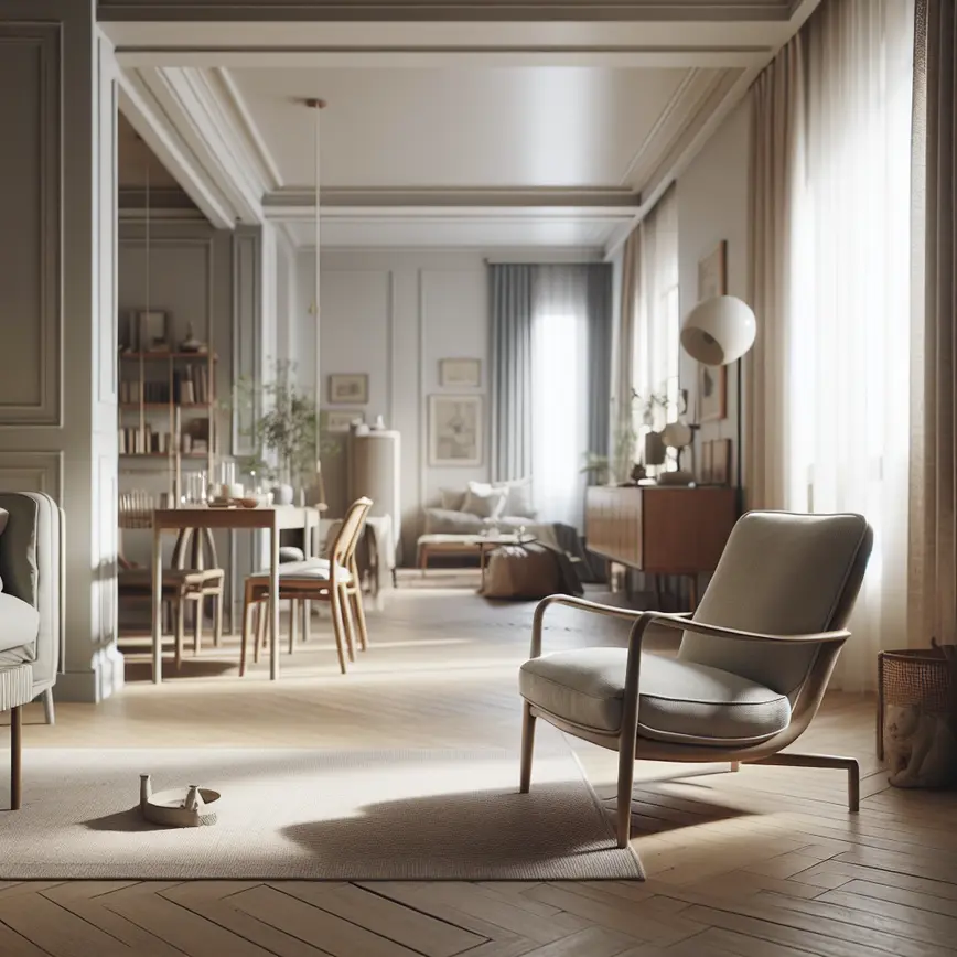 Poltrona Slipper Vintage em ambiente residencial pequeno organizado com decoração clássica e contemporânea