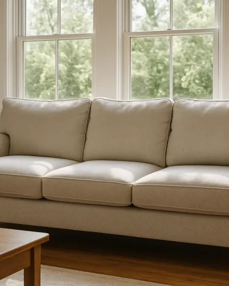 sofa limpo sem cheiro xixi Sofá branco em sala com luz natural após remoção de odor de xixi