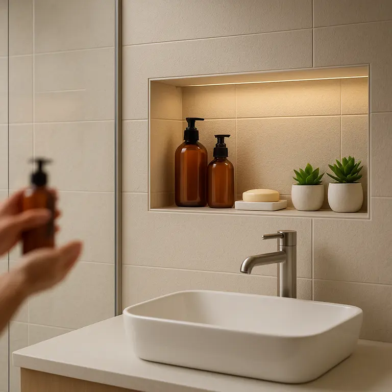 Banheiro com nicho embutido moderno na parede