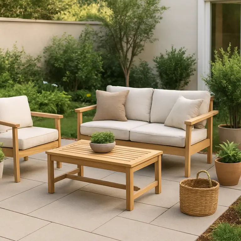 Jardim renovado com plantas coloridas e decoração simples