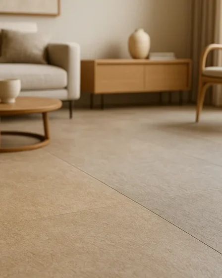 piso porcelanato ceusa portinari Sala de estar moderna com piso porcelanato Ceusa e Portinari lado a lado