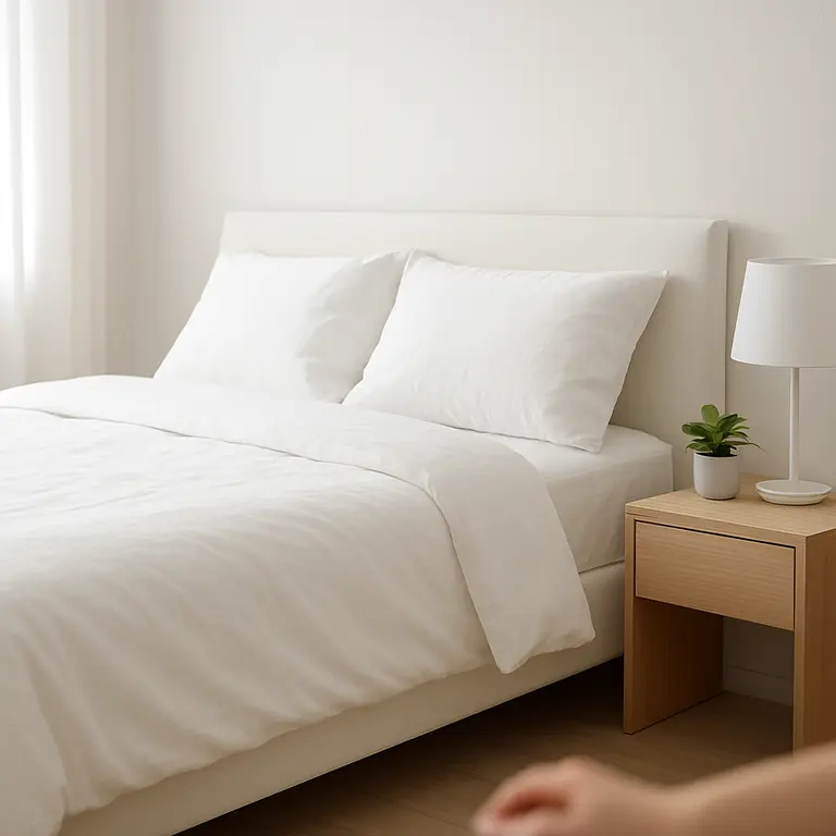 Quarto minimalista clean com decoração simples e organizada