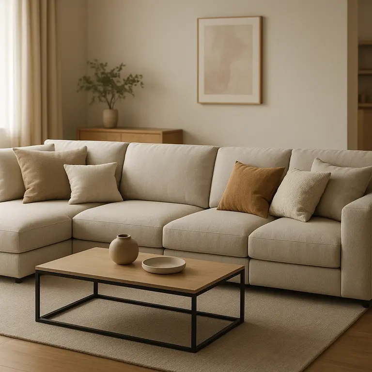 Sala com sofá modular em layout versátil e ambiente acolhedor