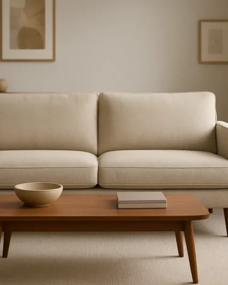 sofas elegantes baratos sala moderna Sofá elegante barato em sala de estar moderna com decoração aconchegante