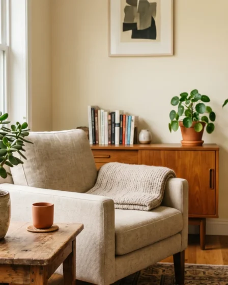 plantas associadas a prosperidade na sala Sala com planta-jade, pilea e árvore-do-dinheiro em vasos